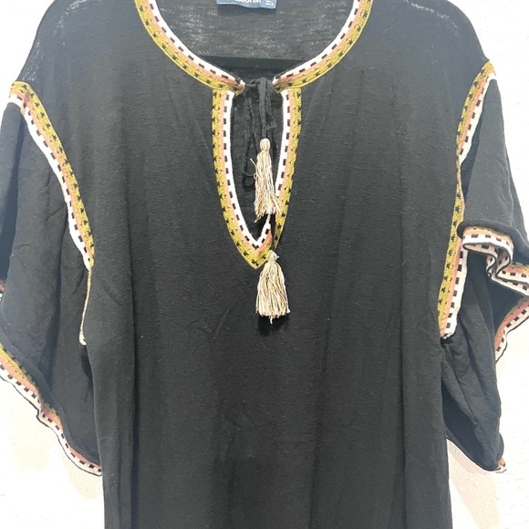 Zara Black Knit Dress with Multicolor Trim L - Picture 7 of 10